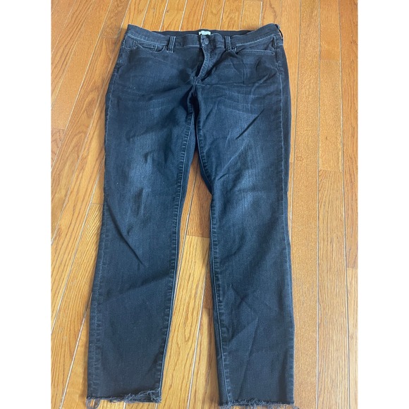 J. Crew Denim - J Crew Jeans Womens Sz 32 Charcoal Raw Hem Mid Rise Stretch Denim Straight